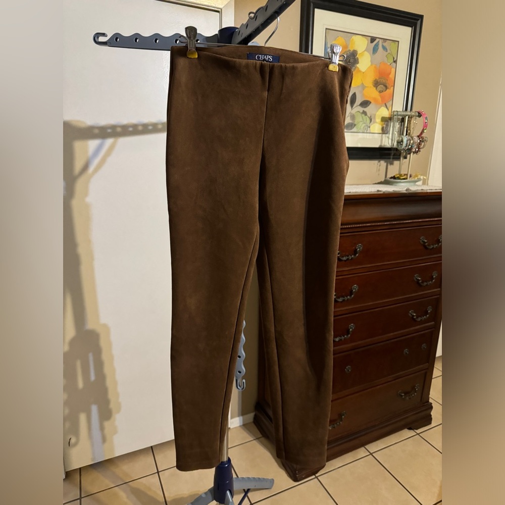Suede like pants , chocolate brown, size small.